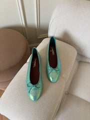 Chanel Croc Embossed Blue Ballet Flats