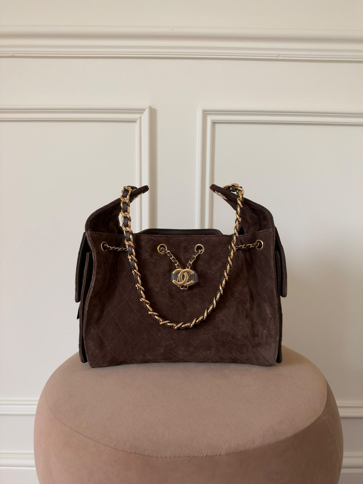 Chanel 25 Brown Suede Small GHW