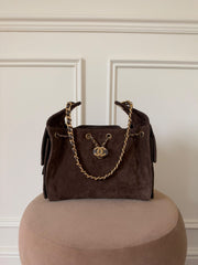 Chanel 25 Brown Suede Small GHW
