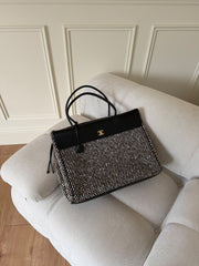 Chanel Large Tote Tweed Black & Brown