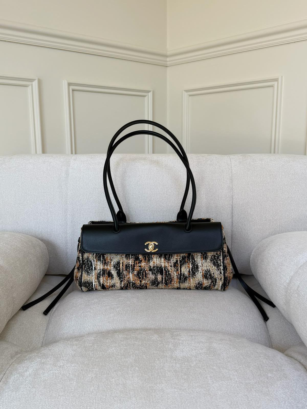 Chanel Metiers D'art East West Bag Tweed Leopard Print GHW