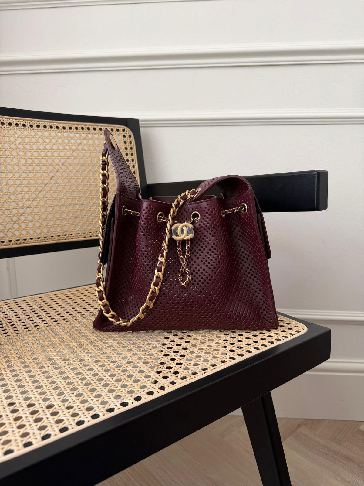 Chanel 25 Small Perforated Burgundy GHW