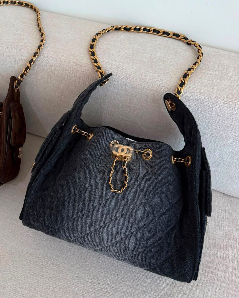Chanel 25 Black Denim Small GHW
