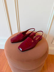 Chanel FW26 Burgundy Red Leather Slingback Pump Loafers EU39C