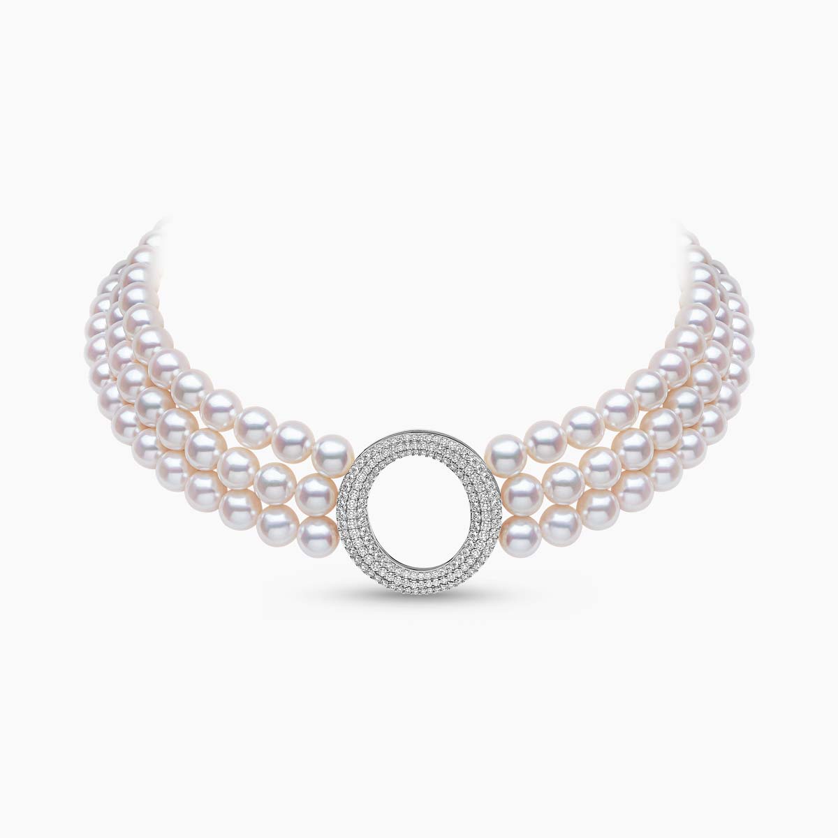 O By Yoko 18K White Gold Akoya Pearl And Diamond Choker