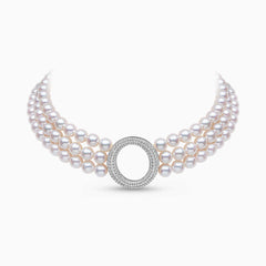 O By Yoko 18K White Gold Akoya Pearl And Diamond Choker