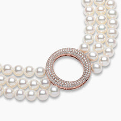 O By Yoko 18K Rose Gold Freshwater Pearl and Diamond Choker