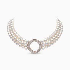 O By Yoko 18K Rose Gold Freshwater Pearl and Diamond Choker