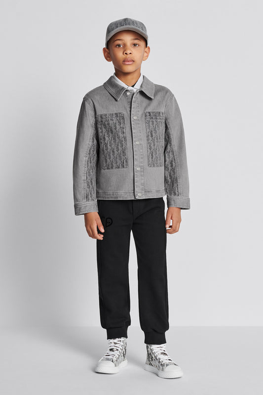 Oblique Stonewashed Cotton Denim Kids' Jacket