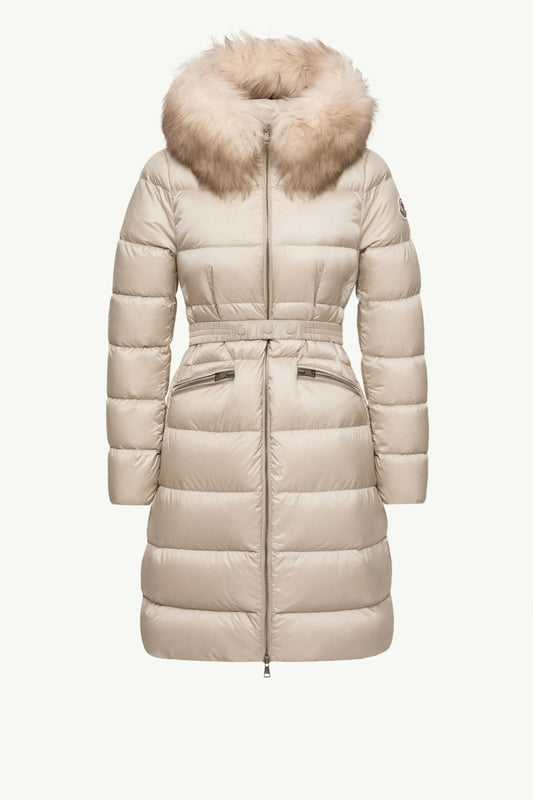Boedic Hooded Shearling-Trimmed Long Down Jacket