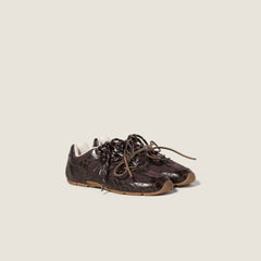 New Balance X Miu Miu 530 Sl Crocodile Embossed Calfskin And Technical Fabric Sneakers