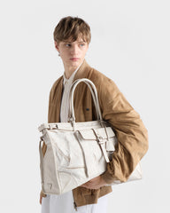 Prada Bonnie printed linen and leather tote bag
