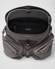 Re-Nylon and leather shoulder bag