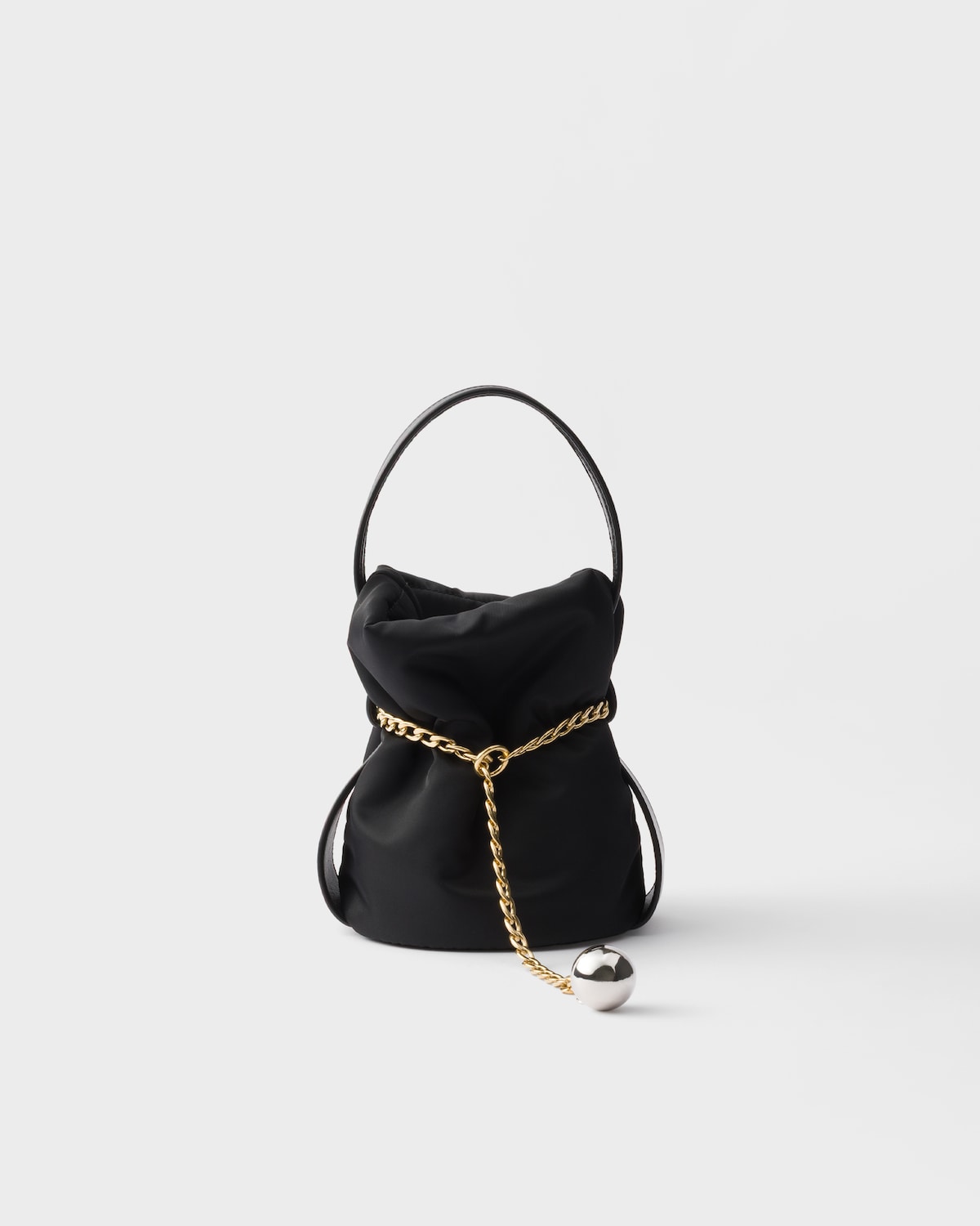 Prada Petit Sac Noir Mini Re-nylon And Nappa Leather Bucket Bag