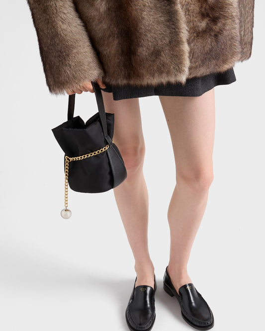 Prada Petit Sac Noir Mini Re-nylon And Nappa Leather Bucket Bag