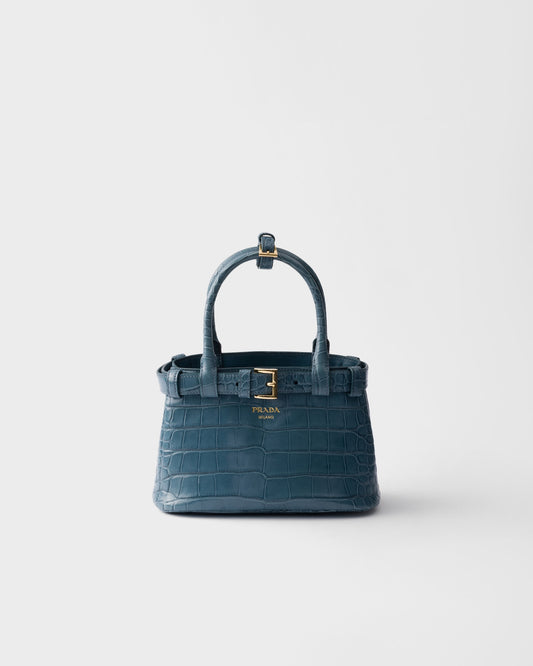 Prada Buckle Small Crocodile Leather Handbag