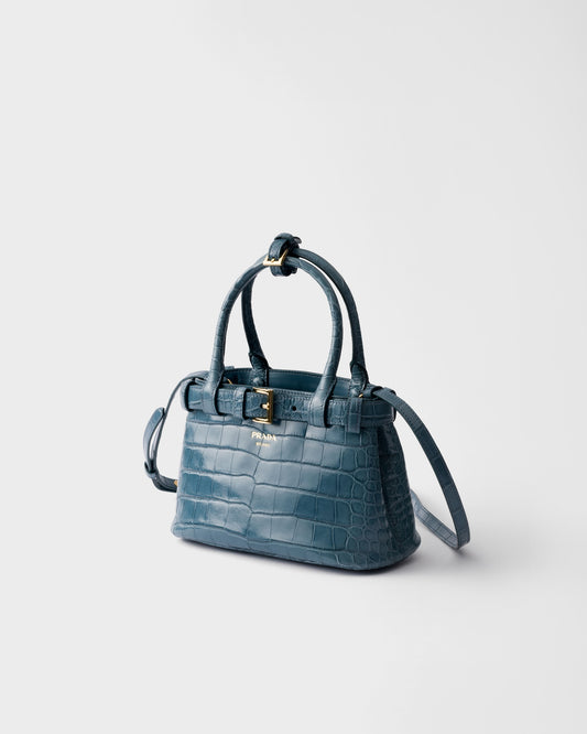 Prada Buckle Small Crocodile Leather Handbag