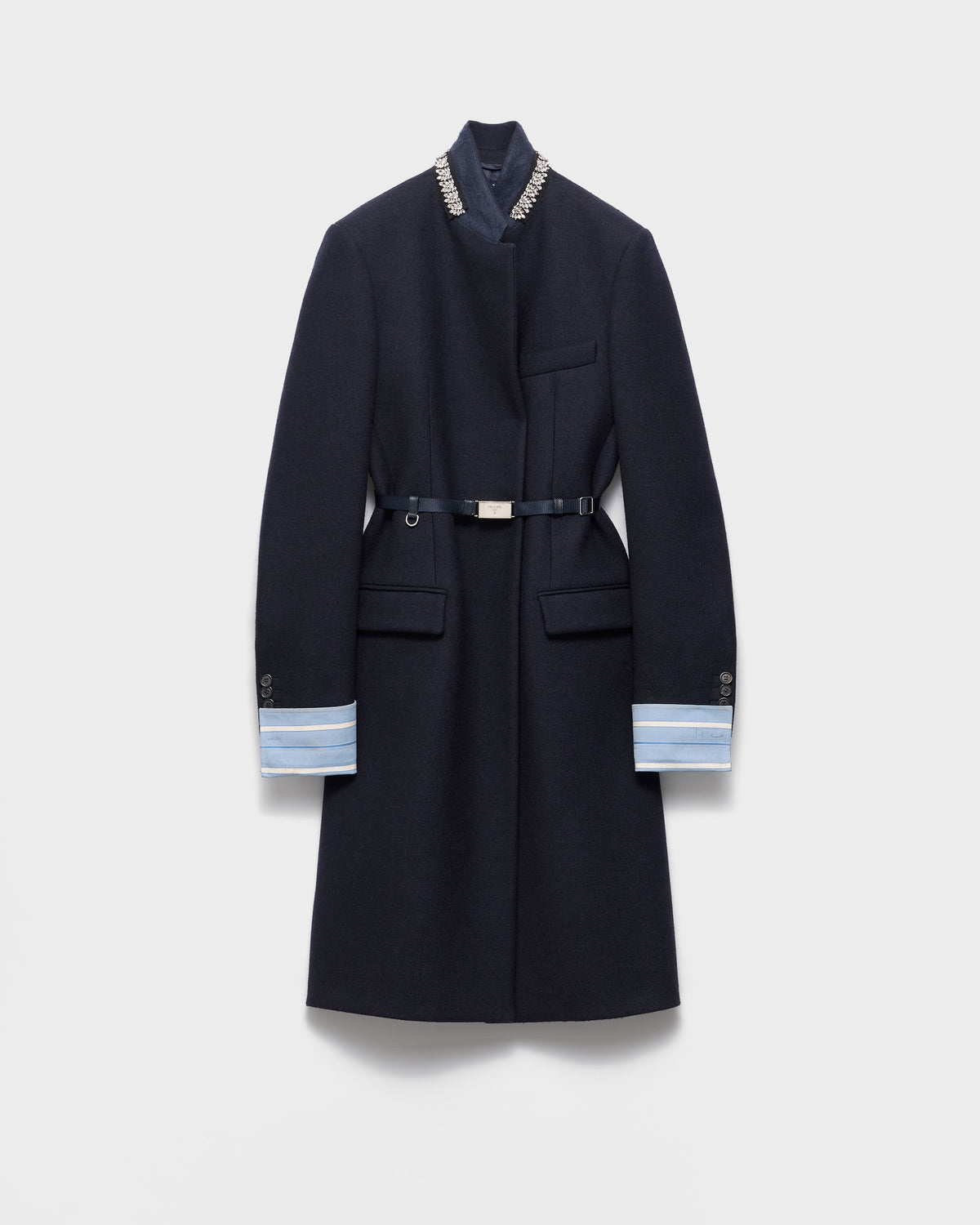 Single-breasted Embroidered Double Wool Coat
