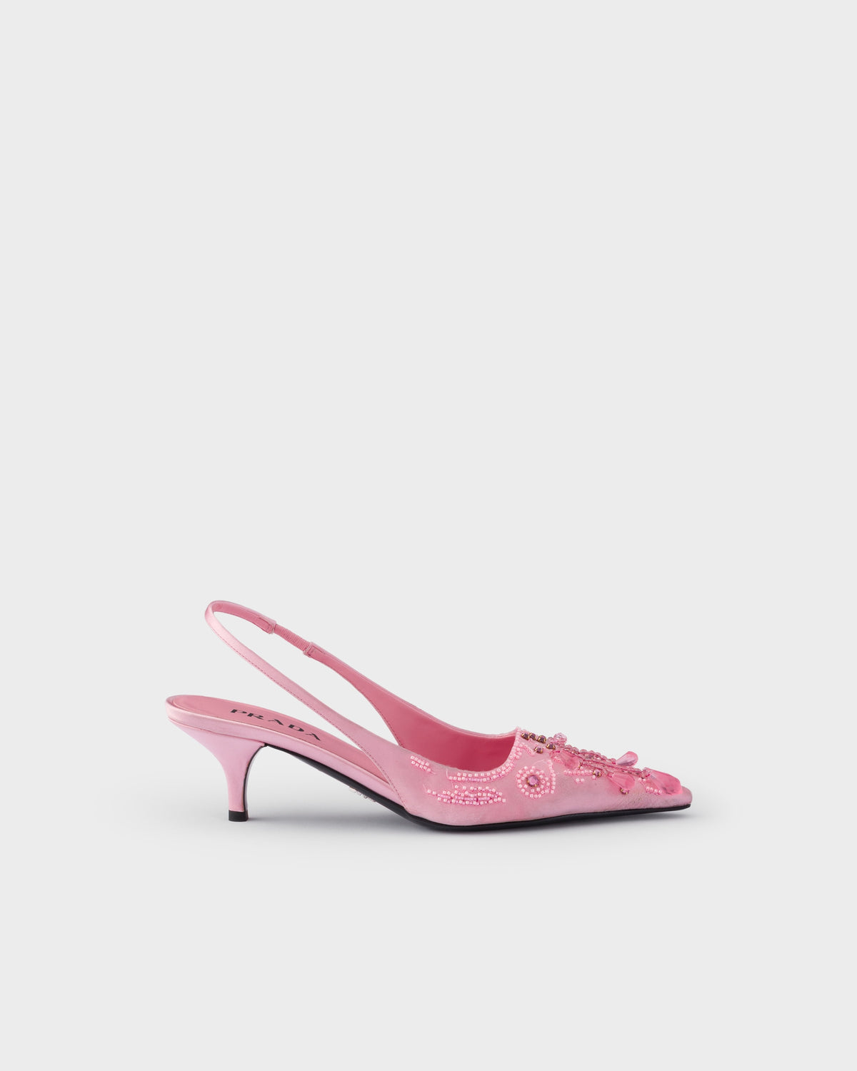 Embroidered Satin Slingback Pumps