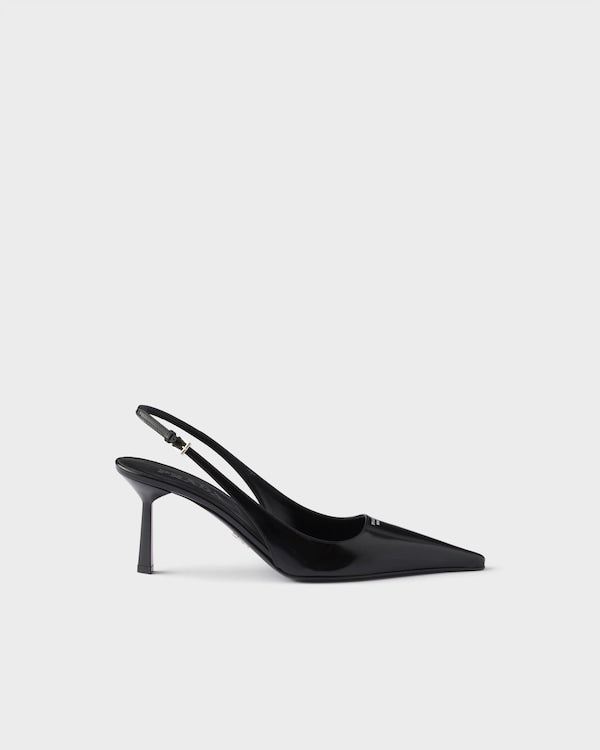 Brushed Leather Slingback Pumps