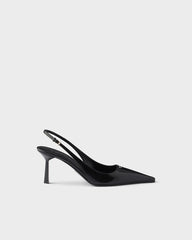 Brushed Leather Slingback Pumps
