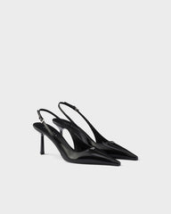 Brushed Leather Slingback Pumps