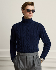 Cable-Knit Cashmere Roll Neck Jumper
