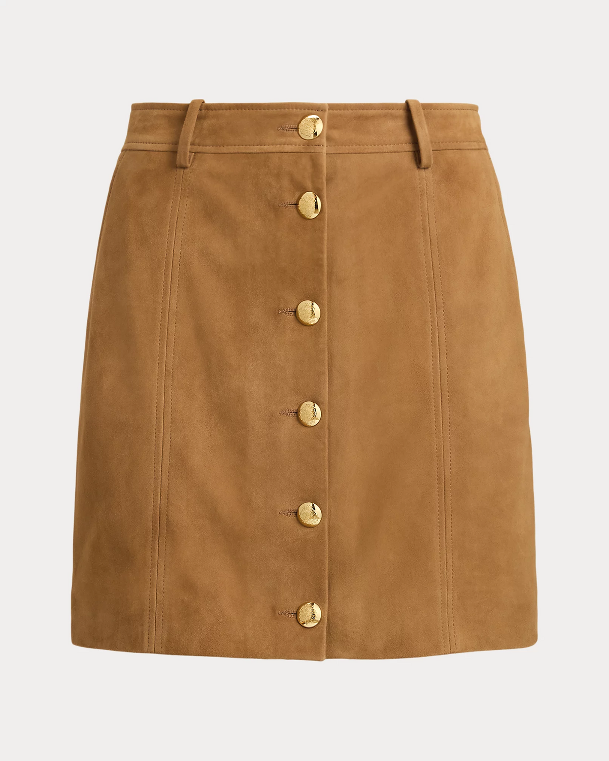 Button-Front Goat-Suede Pencil Miniskirt