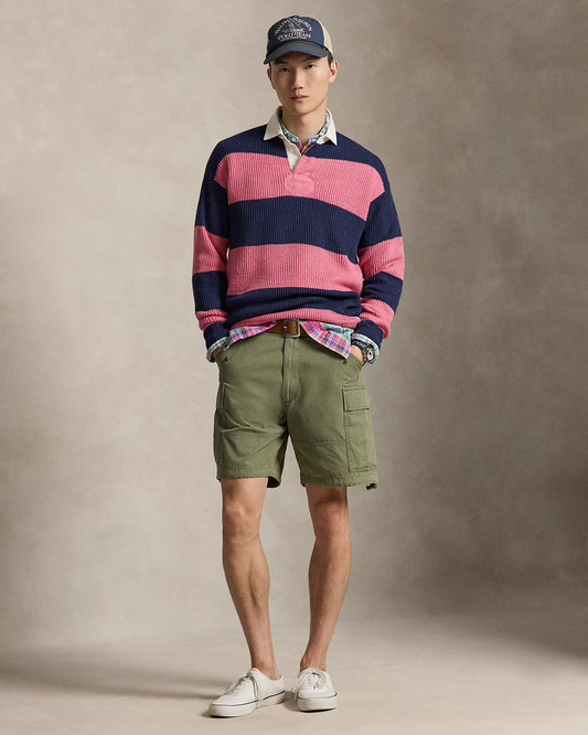 Striped Linen-cotton Rugby Jumper