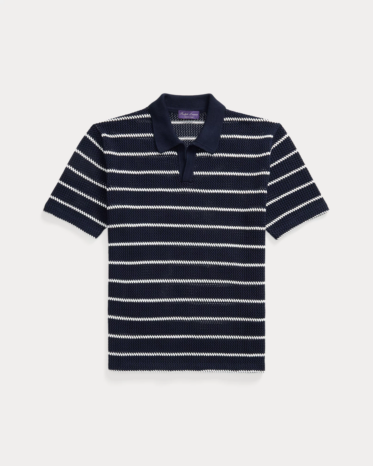 Striped Cotton Polo-Collar Jumper