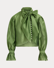 Tie-Bow Organdy Shirt