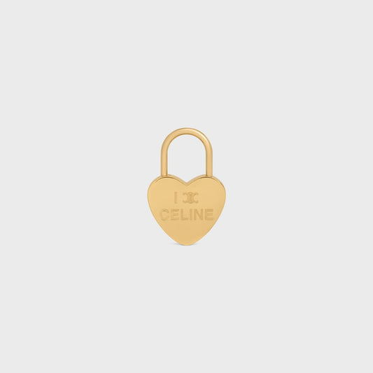 Celine Charms Heart Padlock In Brass With Gold Finish