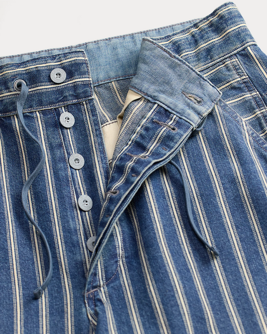 Indigo Striped Denim Trouser