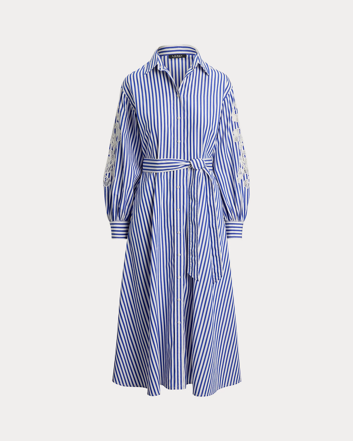 Striped Eyelet Broadcloth Shirtdress