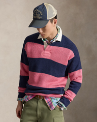 Striped Linen-cotton Rugby Jumper