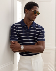 Striped Cotton Polo-Collar Jumper