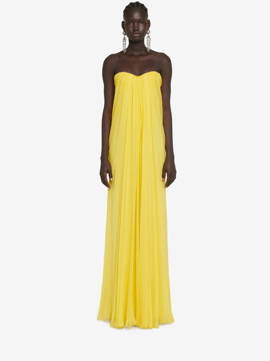 Women's Bustier Evening Dress In Bright Yellow