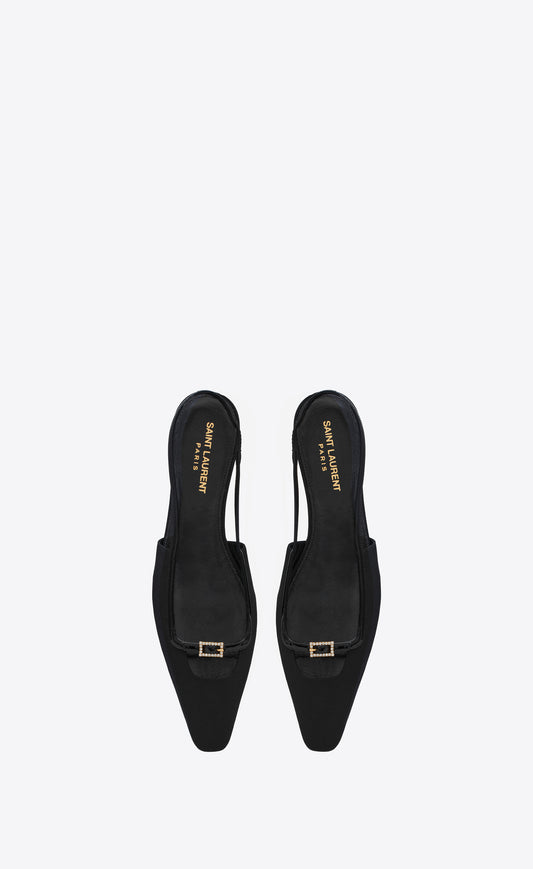 Blade Slingback Flats In Ottoman Fabric And Patent Leather
