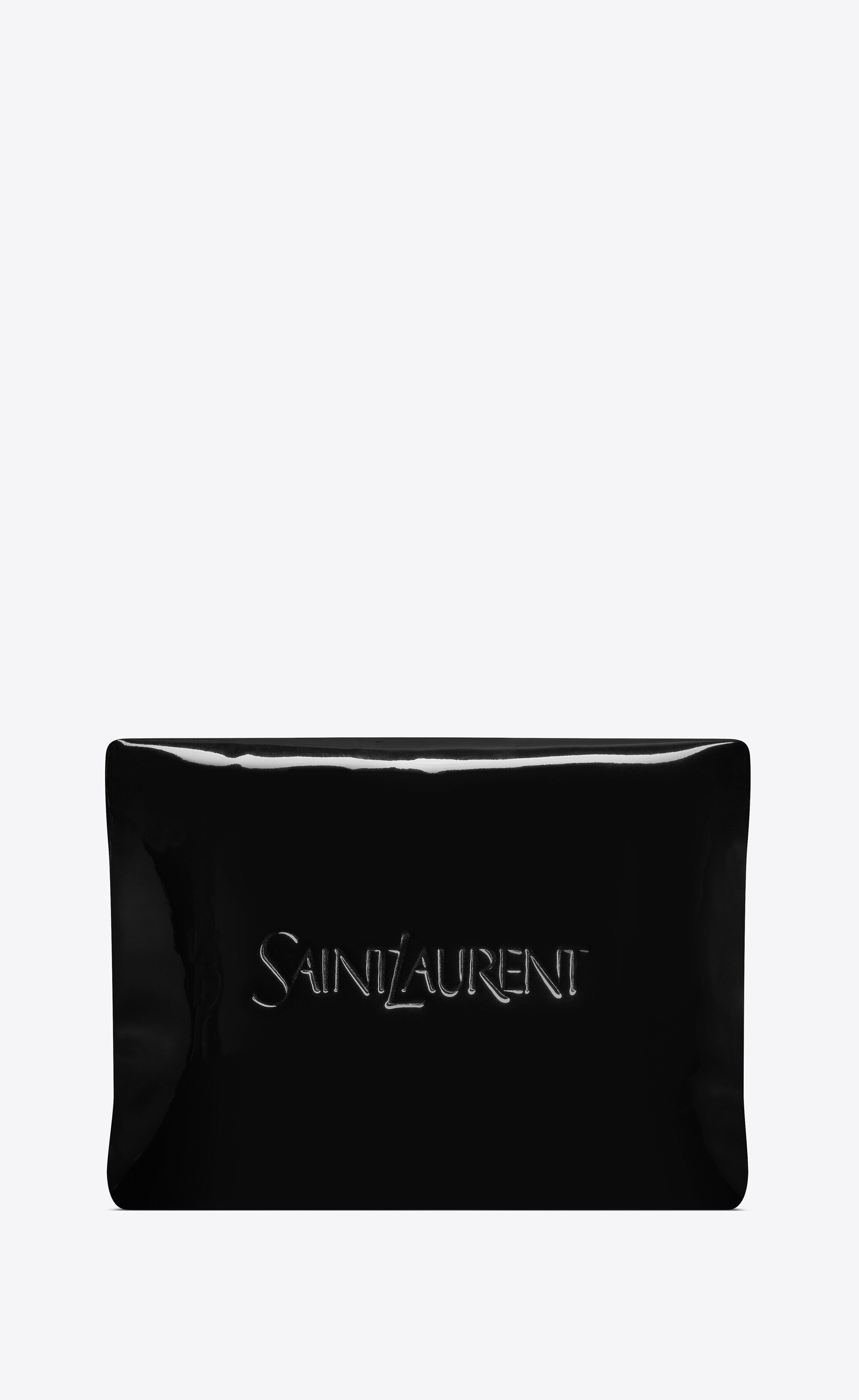 Saint Laurent Large Puffy Pouch In Patent Canvas