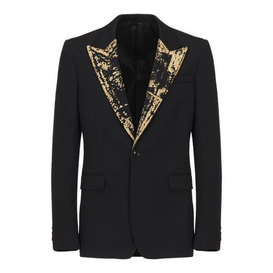Men's Embroidered Single-breasted Jacket in Black