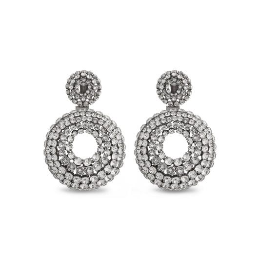 Women's Palazzo Round Earrings In Antique Silver