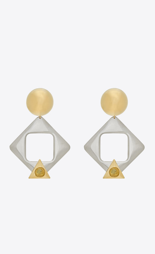 Geometric Earrings In Resin And Metal