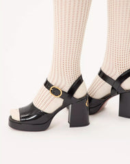 Fawcette Platform Sandal In Polished Calfskin 100Mm