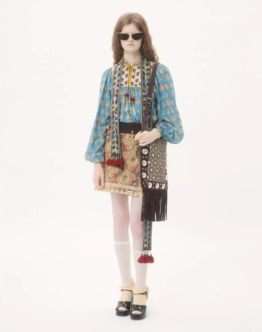 Valentino Garavani Nellcôte Embroidered Shoulder Bag With Fringes