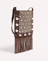 Valentino Garavani Nellcôte Embroidered Shoulder Bag With Fringes