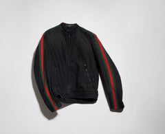 Cotton Denim Biker Jacket With Web