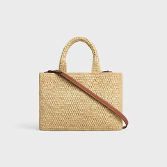 Small Cabas Thais In Raffia And Calfskin