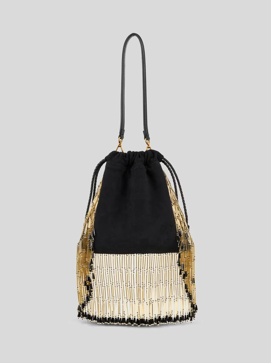 Small Suede Kalispera Bag With Embroidery And Beads
