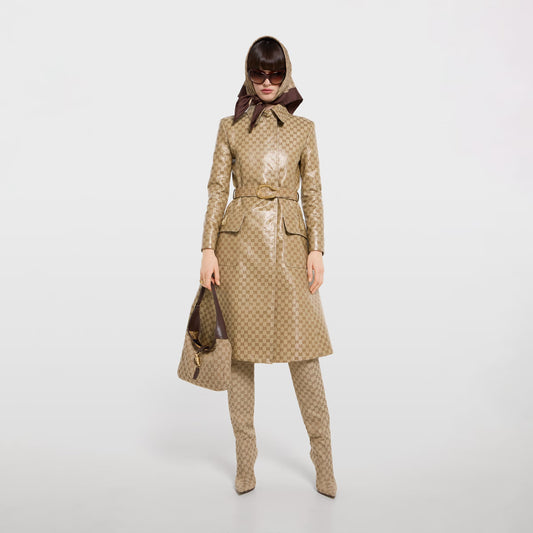 Coated Gg Cotton Canvas Fabric Coat