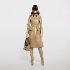 Coated Gg Cotton Canvas Fabric Coat